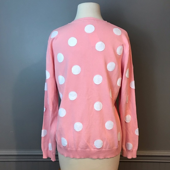 NWT QVC Liz Claiborne Pink Polka Cardigan Size M - Picture 5 of 8